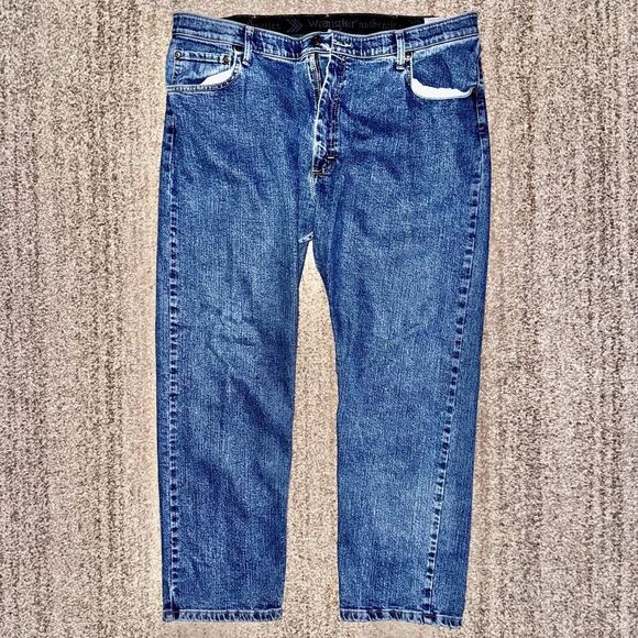 Wrangler Straight Leg Indigo Blue Denim Men's Jeans 40/29 - Picture 1 of 8